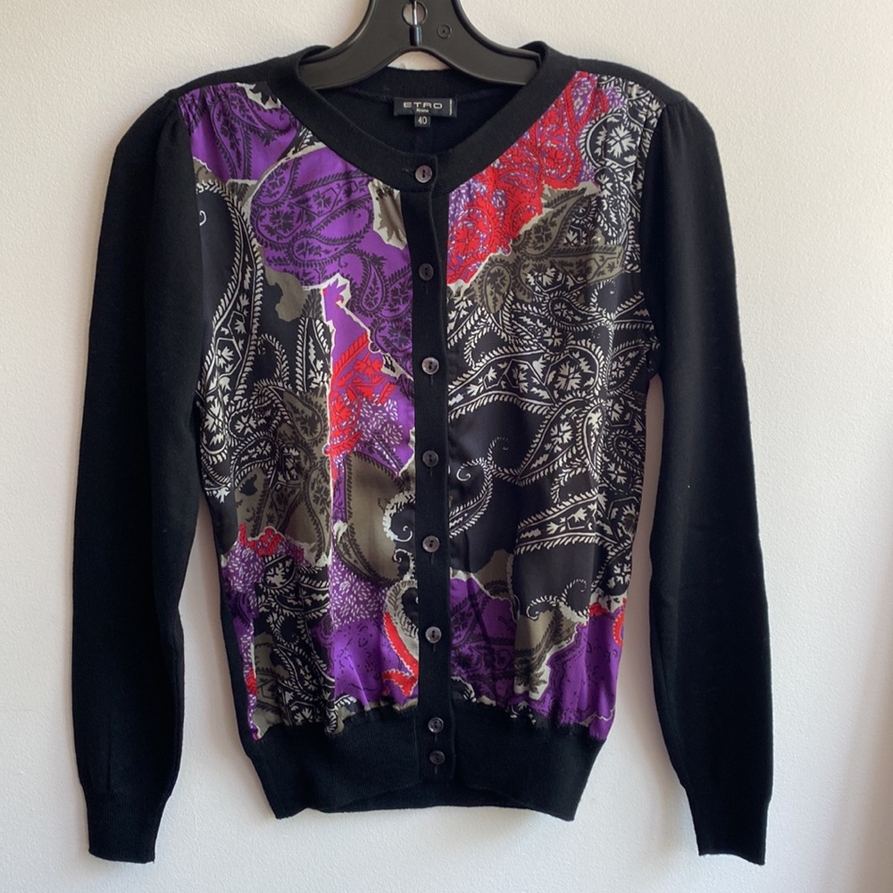EUC Etro Milano silk & wool cardigan made in Italy. Mint condition